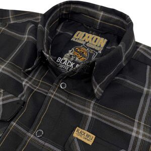 DIXXON x Black Rifle Coffee Company Coffee Or Die Plaid Flannel Shirt Black XS